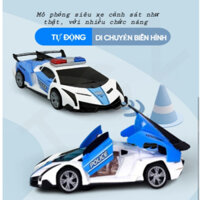 Đồ chơi xe ô tô cảnh sát biến hình, xoay 360, có đèn và nhạc loại xịn mô hình xe police bé trai