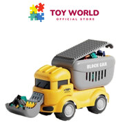 Đồ chơi xe ô tô chở lego khủng long vịt máy xúc chở 124 chi tiết cho bé trai gái lắp ráp sáng tạo