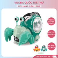 Đồ Chơi Xe Ốc Dã Tràng Xoay 360 VuongQuocTreTho Có Đèn Led Xoay 7 Sắc Cầu Vồng Và Âm Nhạc Vui Nhộn, Tự Động Chuyển Hướng