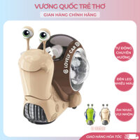 Đồ Chơi Xe Ốc Sên Xoay 360 VuongQuocTreTho Có Đèn Led Xoay Nhiều Màu Và Âm Nhạc Vui Nhộn, Tự Động Chuyển Hướng