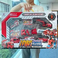 Đồ chơi xe robot biến hình 5 trong 1, ghép thành robot khổng lồ