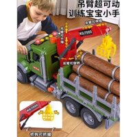 Đồ chơi xe tải gỗ lớn cho trẻ em, xe tải đổ kỹ thuật, đồ chơi cần cẩu cho bé trai