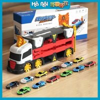 Đồ Chơi Xe Tải Hotwheels Biến Hình Đường Đua Ô Tô Vận Chuyển Siêu Xe Cao Cấp Hai Màu Xanh Đỏ Đi Kèm 6 Loại Xe Khác Nhau