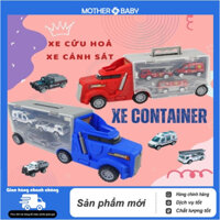 Đồ chơi xe vận chuyển Container Truck TZP ô tô chạy đà và 3 xe, xe tải chở hàng đồ chơi bé trai.