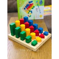 Đồ Chơi Xếp Gỗ - Bộ Hình Học Cao Thấp Cho Trí Tưởng Tượng Sáng Tạo