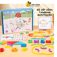 Đồ Chơi Xếp Hình 120 Chi Tiết Gỗ 25 Hình Thẻ Montessori Tangram Giáo Dục Sớm Cho Bé LAMI KIDS