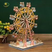 Đồ chơi xếp hình 3D Mô hình Bánh xe Ferris HK02 - Tặng kèm Đèn LED