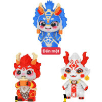 đồ chơi xếp hình BẠCH LONG 53CM rồng TRÀ SỮA 50cm năm mới bính thìn 2024 cỡ lớn size to đồ chơi xếp hình nano 3d cho bé