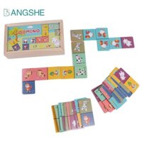 Đồ chơi xếp hình Domino động vật BANGSHE, khối giáo dục Đồ chơi học tập Bộ khối xây dựng Domino bằng gỗ, Đồ chơi ghép hình trẻ em mầm non bằng gỗ chơi gia đình