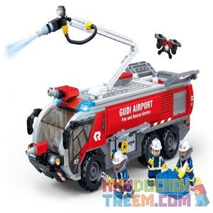 Đồ chơi xếp hình Gudi 9225 - Xe Cứu Hỏa Tại Sân Bay 520 Chi Tiết