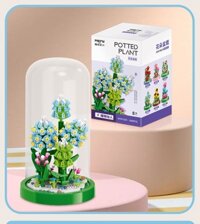 Đồ chơi xếp hình hoa Bonsai  có nắp mica chống bụi-MOYU CHỌN MẪU - HOA DẠ LAN HƯƠNG 97104