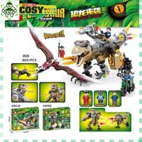 Đồ chơi xếp hình lắp ghép khủng long biến hình robot thám hiểm với 603 mảnh ghép