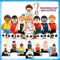 Đồ chơi xếp hình lắp ráp cầu thủ bóng đá nổi tiếng Ronaldo Messi Neymar De Bruyne Bale Minifigures G0103