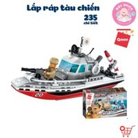Đồ chơi xếp hình, lắp ráp tàu chiến Qman 1720 - Cuộc xung đột bờ biển 235 mảnh ghép