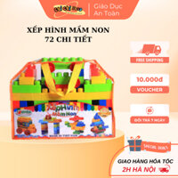 Đồ Chơi Xếp Hình Mầm Non 72 Chi Tiết, Bộ Xếp Hình Miếng Ghép Lớn Bằng Nhựa An Toàn Chính Hãng Sato Việt Nam