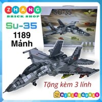 Đồ chơi xếp hình máy bay Tiêm kích sukhoi Su 35 super Flanker tàng hình gồm 1189 mảnh ghép và 6 Minifigures Mingdi 9001