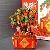 Đồ chơi xếp hình mô hình lắp ráp Hộp Nhạc Cây Thần Tài Cây Quất Ngày Tết kèm đèn led Nanoblocks