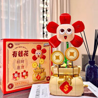Đồ chơi xếp hình mô hình lắp ráp Hoa Đồng Tiền Kèm 3 Biểu Cảm Cực Xinh Hoa Tết Biết Múa quà tặng bạn gái mùa Tết 2024