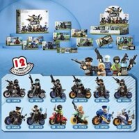 Đồ Chơi Xếp Hình Mô Tô Cảnh Sát, Bộ Siêu Tập 12 Xe Swat Và Nhân Vật