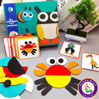 Đồ Chơi Xếp Hình Montessori ZE GEOANIMO Xếp Hình Tangram Bằng Gỗ Con Vật Thông Minh Cho Bé 2 Tuổi - Dunakidtoy
