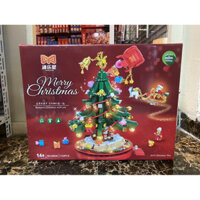 Đồ chơi xếp hình Noel YLX 88036 Cây thông giáng sinh với ông già noel xe tuần lộc phát quà
