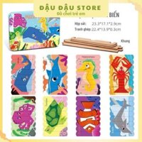 Đồ Chơi  Xếp Hình Que Kèm 2 Mặt Hộp Sắt, Tranh Ghép 3D Giúp Bé Phát Triển Tư Duy, Đậu Đậu Store