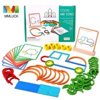 Đồ Chơi Xếp Hình Que Và Vòng Nhẫn Bằng Gỗ Chất Lượng Cao Đa Năng Thích Hợp Làm Quà Giáng Sinh / Sinh Nhật Cho Bé