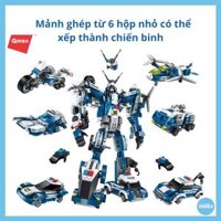 Đồ Chơi Xếp Hình Robot Cảnh Sát Bộ Gồm 6 Hộp Nhỏ Ráp Thành Chiến Binh Thần Tốc  - Hiệu Qman - 594 chi tiết - bé 6Y+