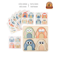 Đồ Chơi - Xếp Hình Thẻ Gỗ Cú Mèo Cảm Xúc - Tatu Kids - Rèn luyện tư duy Logic và Hình ảnh cho bé