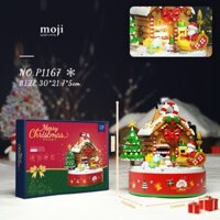 Đồ chơi xếp hình Xmas music box Santa Claus candy house 15x15