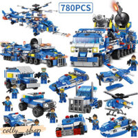 Đồ chơi xếp hình,lắp ráp lego C012 trực thăng và xe tên lửa cảnh sát DL-C012 ghép hình cho bé- Cảnh sát xanh