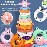 Đồ chơi xếp tháp màu cầu vồng  hình các con vật. Đồ chơi bé trai, bé gái từ 6 tháng tuổi.