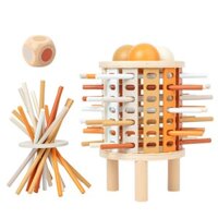 ĐỒ CHƠI XẾP THÁP RÚT GỖ THẢ BÓNG BẰNG GỖ - LUYỆN VẬN ĐỘNG TINH, TƯ DUY LOGIC CHO BÉ