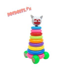Đồ chơi xếp tháp vòng mèo bánh xe HT076