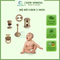 Đồ chơi xuất khẩu Bộ xúc xắc 5 món bằng gỗ, đồ chơi cho bé - Child’s Wooden Toys