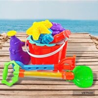 Đồ chơi xúc cát đi biển bộ 12 món đồ chơi có cây thụt nước HT7662