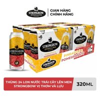 ĐỘ CỒN 3.5% - Thùng 24 Lon Nước Trái Cây Lên Men Strongbow Vị Thơm Và Lựu 320ml