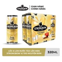 ĐỘ CỒN 4.5% - Lốc 6 lon nước táo lên men Strongbow Vị Táo Nguyên bản 320ml/lon