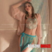 Đồ Cosplay Sexy Cổ Trang Trung Quốc Hán Phục Bigsize Bộ Váy Ngủ Sexy Kèm Áo Choàng Voan Xuyên Thấu Xẻ Tà Gợi Cảm Quyến Rũ