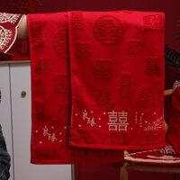 Đồ cưới Chồng Vợ khăn màu đỏ bông tinh khiết của hồi môn nhân vật hạnh phúc đám cưới trở lại cặp đôi khăn rửa mặt