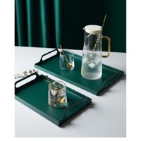 Đồ decor xuất dư Khay kệ đựng ấm chén cốc tách ly bình nước bằng inox sơn tĩnh điện đẹp cao cấp xanh