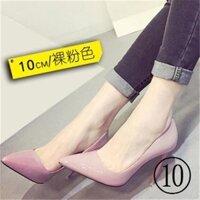 Đỏ Đen Trắng Giày Cao Gót Nữ 2018 Phong Cách Mới Xuân Thu Tất Cả Trận Đấu Stiletto Mũi Nhọn Gợi Cảm Chuyên Nghiệp Giày Cưới
