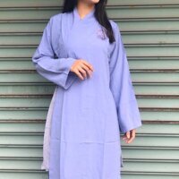 Đồ đi chùa áo choàng silk  áo tràng  - Silk lam,40-45kg