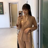 Đồ đi chùa thun cho tuổi trung niên thêu sen bigsize 70kg - Kem,61-65kg