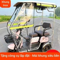 Đồ độ xe điện, phụ kiện độ xe điện, đồ xe điện, che mưa xe điện 3 bánh, rèm che mưa xe điện, 130cm x 70cm, inox 2245
