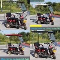 Đồ độ xe điện, phụ kiện độ xe điện, đồ xe điện, che mưa xe điện 3 bánh, rèm che mưa xe điện, 130cm x 70cm, inox 1730