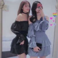 Đồ đôi bạn thân váy chễ vai sexy body bó eo tôn dáng tiểu thư ullzang phong cách Hàn