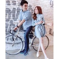 Đồ đôi đẹp Áo đôi váy nữ sơ mi nam Hàn Quốc Couple đồ cặp đẹp chụp ảnh cưới