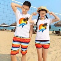 Đồ đôi đi biển mẫu mới chất vải đẹp, áo in họa tiết xinh xắn sắc nét thời trang, giá nguyên bộ luôn quần và áo - Bộ bé size số 4