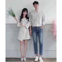 Đồ đôi nam nữ Áo đôi váy sơ mi dễ thương